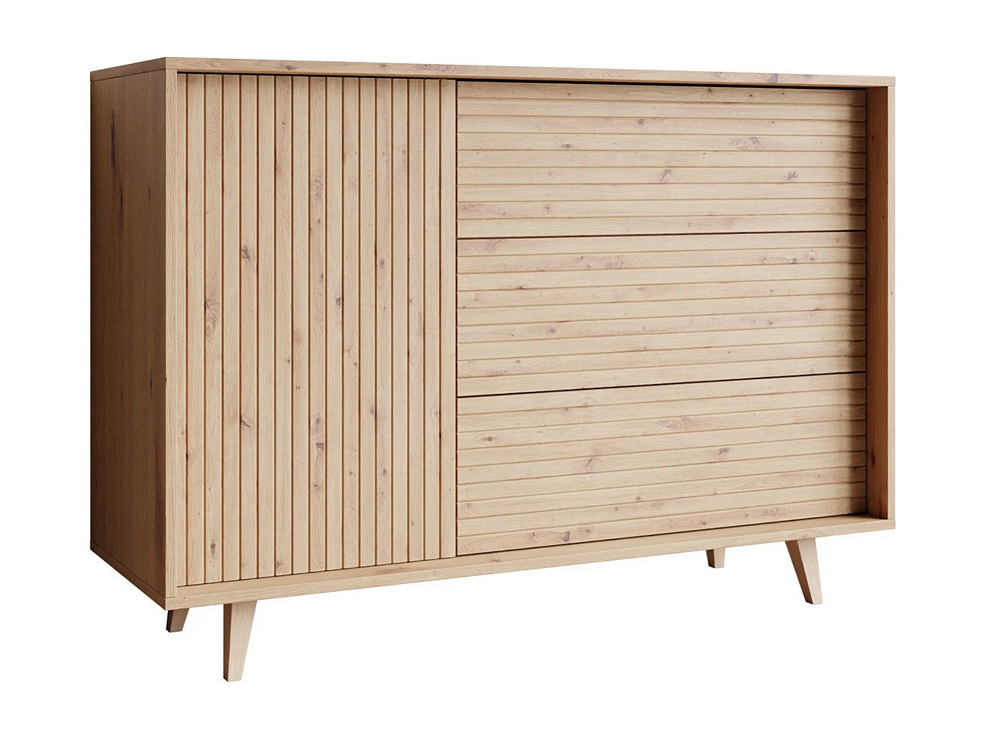 Cómoda Comfivo Romtori 100, Roble Artisan, Con cajones y puertas, 84x120x40cm