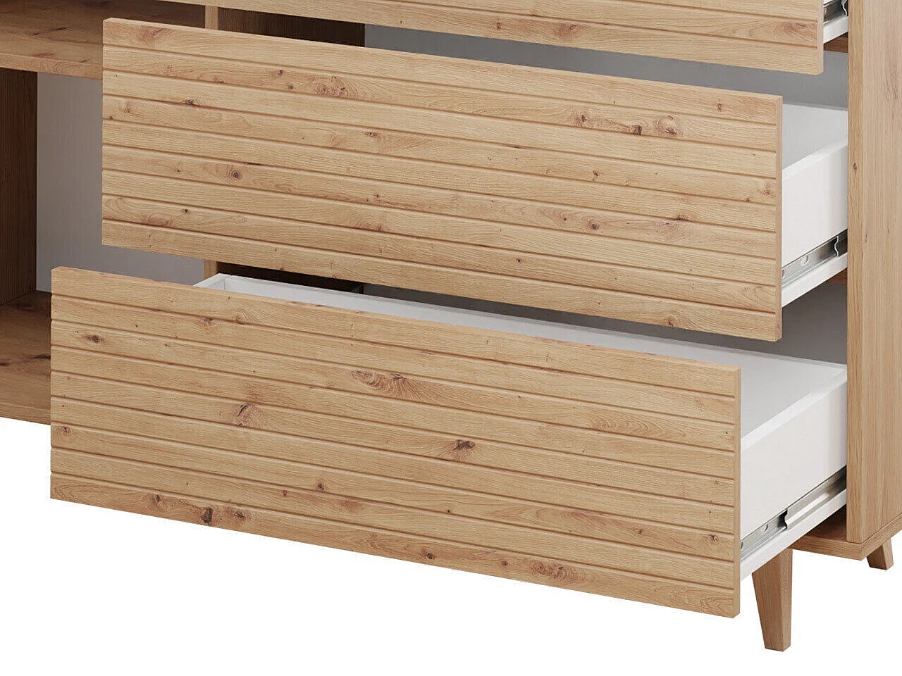 Cómoda Comfivo Romtori 100, Roble Artisan, Con cajones y puertas, 84x120x40cm