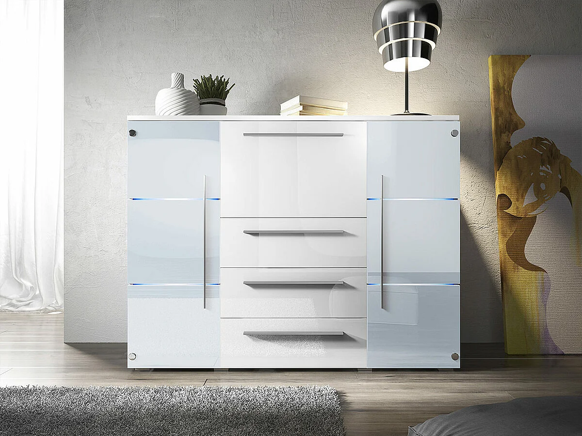 Cómoda Nashville 101, Con cajones y puertas, Número de cajones: 3, 115x136x39cm