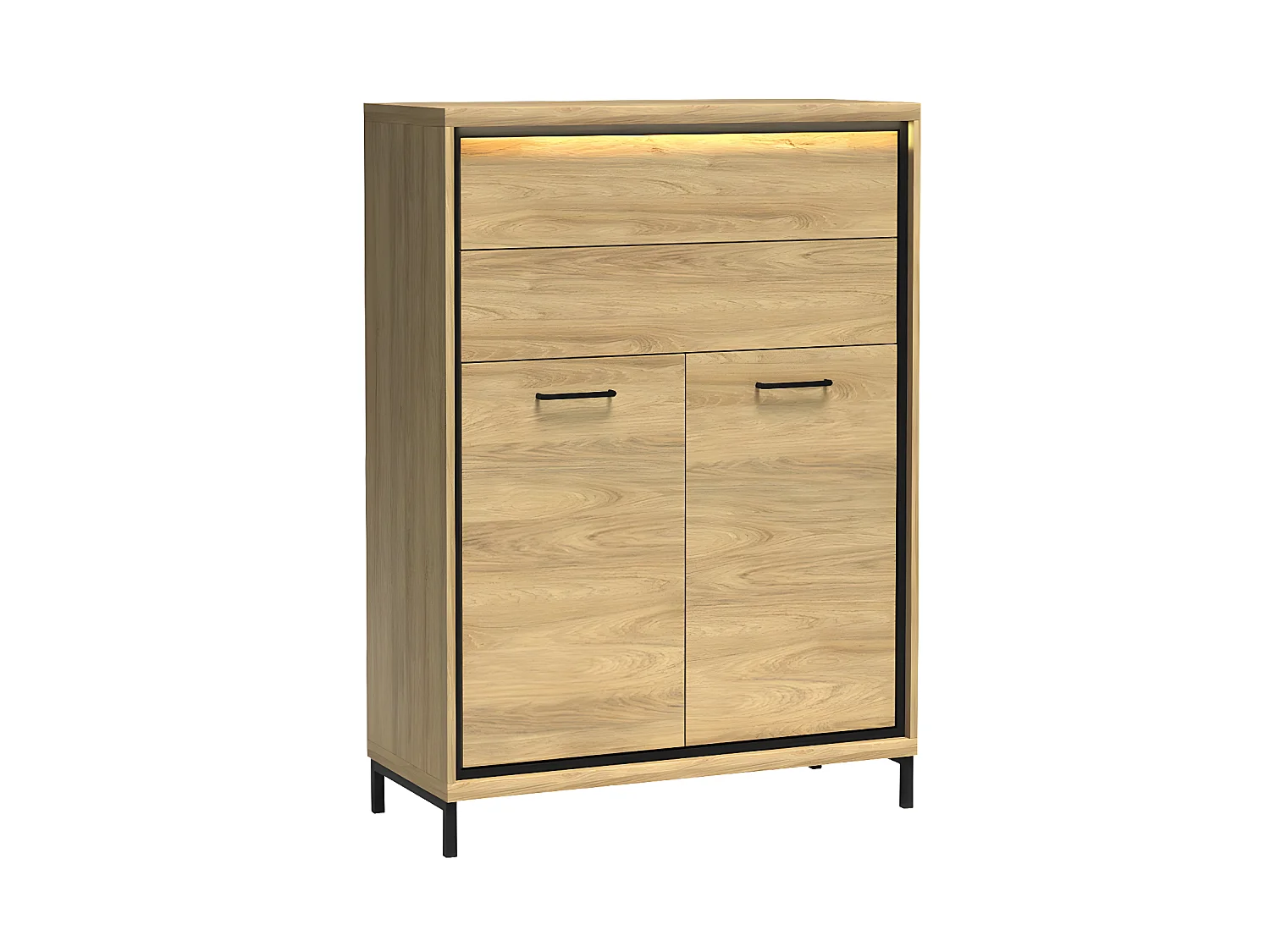 Commode Etrmoni 103, Clair bois, Avec tiroirs et portes, Nombre de tiroirs: 2, 120x92cm