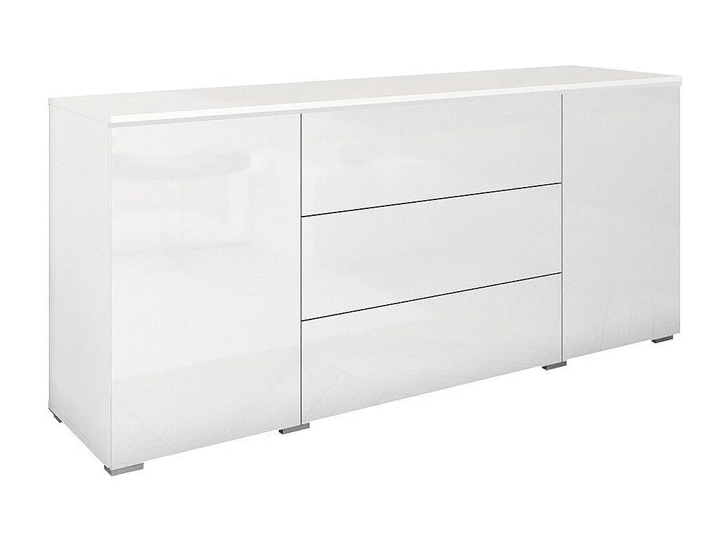 Cómoda Sarasota 142, Blanco brillante|Blanco, Con cajones y puertas, Número de cajones: 3