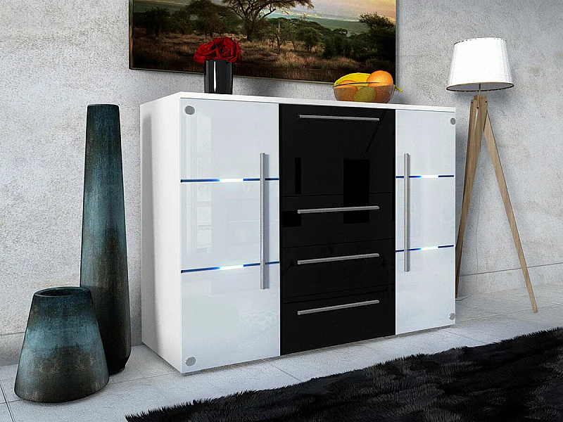 Cómoda Nashville 101, Con cajones y puertas, Número de cajones: 3, 115x136x39cm