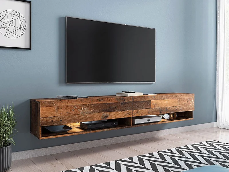 Mueble TV Sarasota 119, Arbol envejecido, Número de puertas: 2.00, 180x30x33cm