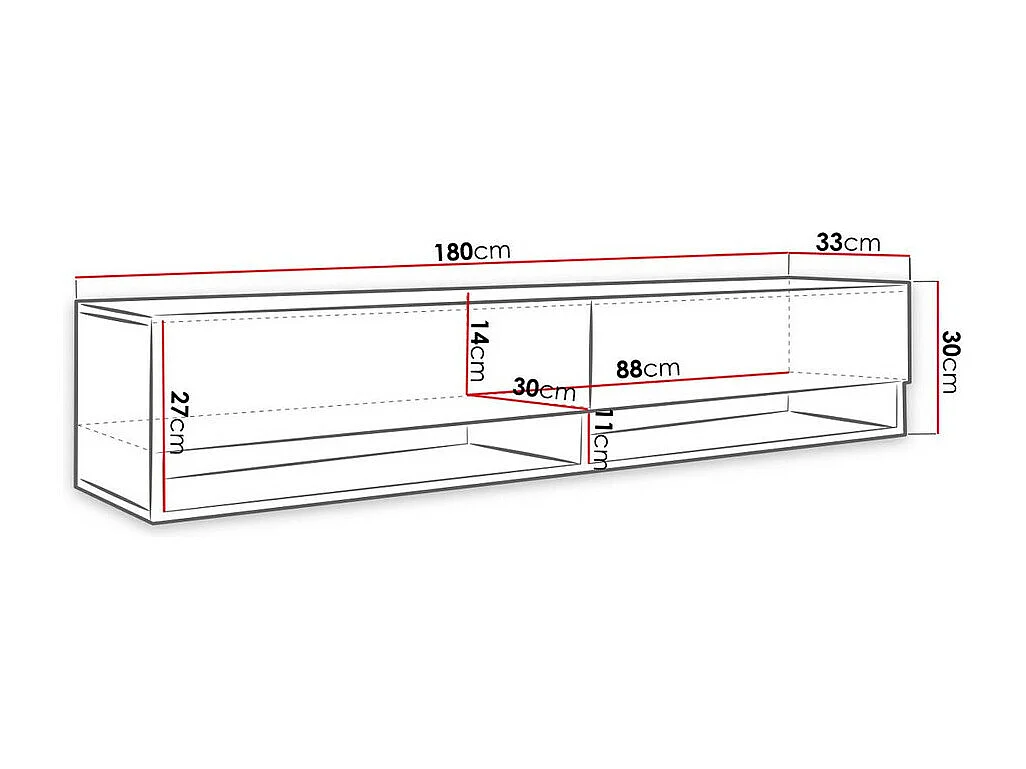 Meuble TV Sarasota 119, Arbre âgé, Le nombre de portes: 2, 180x30x33cm