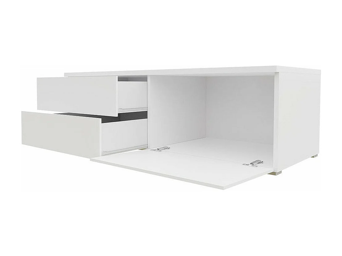 Mueble TV Nashville 129, Blanco|Negro brillante, Número de puertas: 2.00, 200x35x45cm