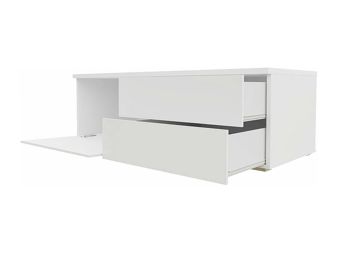 Mueble TV Nashville 129, Blanco|Negro brillante, Número de puertas: 2.00, 200x35x45cm