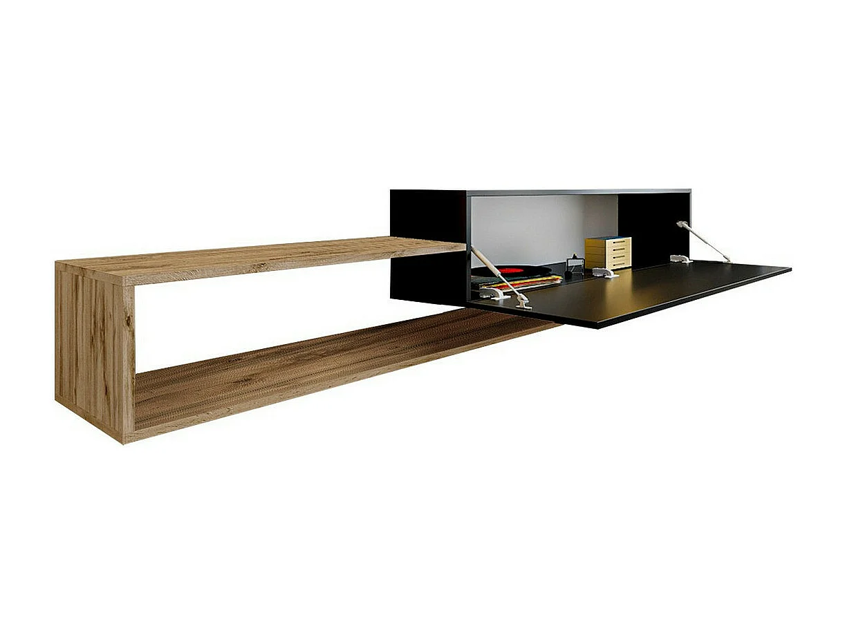 Meuble TV Utica 117, Chêne wotan|Blanc, Le nombre de portes: 1, 210x48x35cm