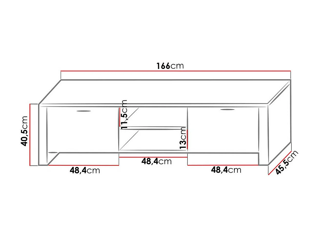 Meuble TV Nashville 104, Le nombre de portes: 2, 166x41x46cm