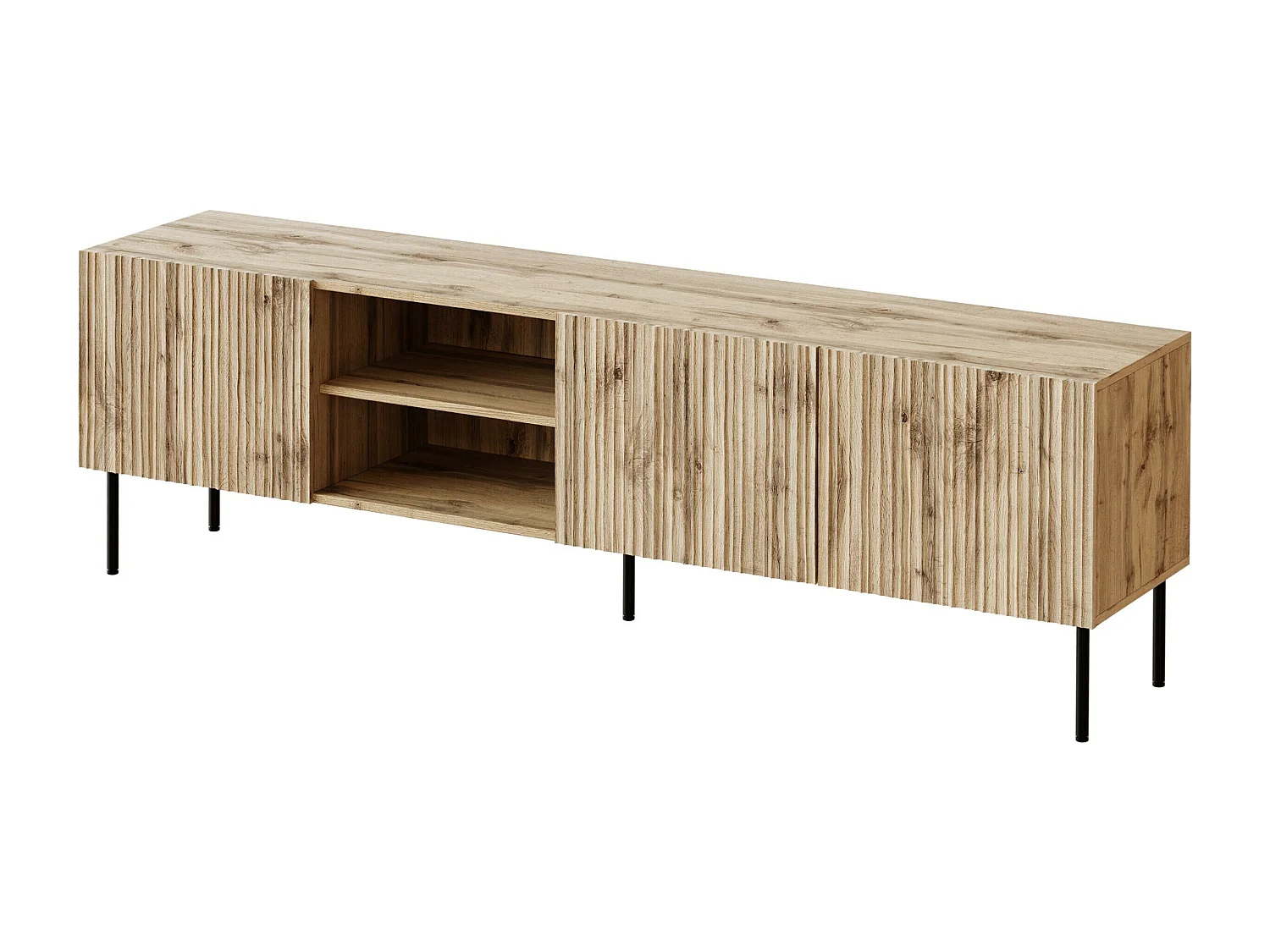 Mueble TV Charlotte K103, Wotan roble|Negro, Número de puertas: 4.00, 190x60x41cm