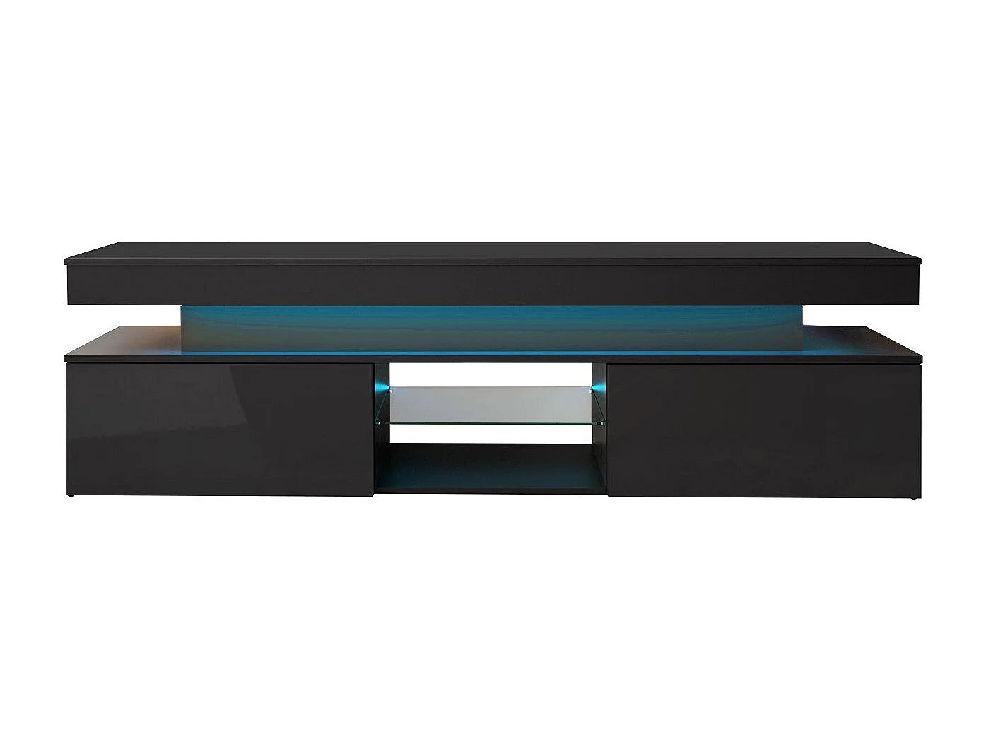 Mobile porta TV Monfero 103, Nero lucido|Nero, 190x54x39cm