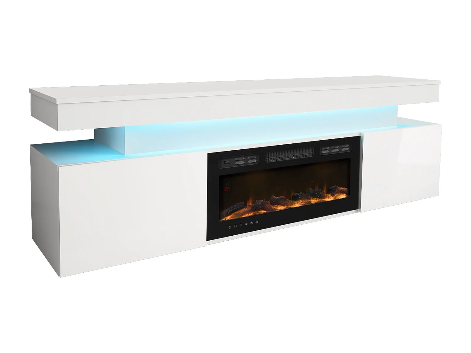Meuble TV Monfero 104, Blanc|Blanc brillant, 190x59x41cm