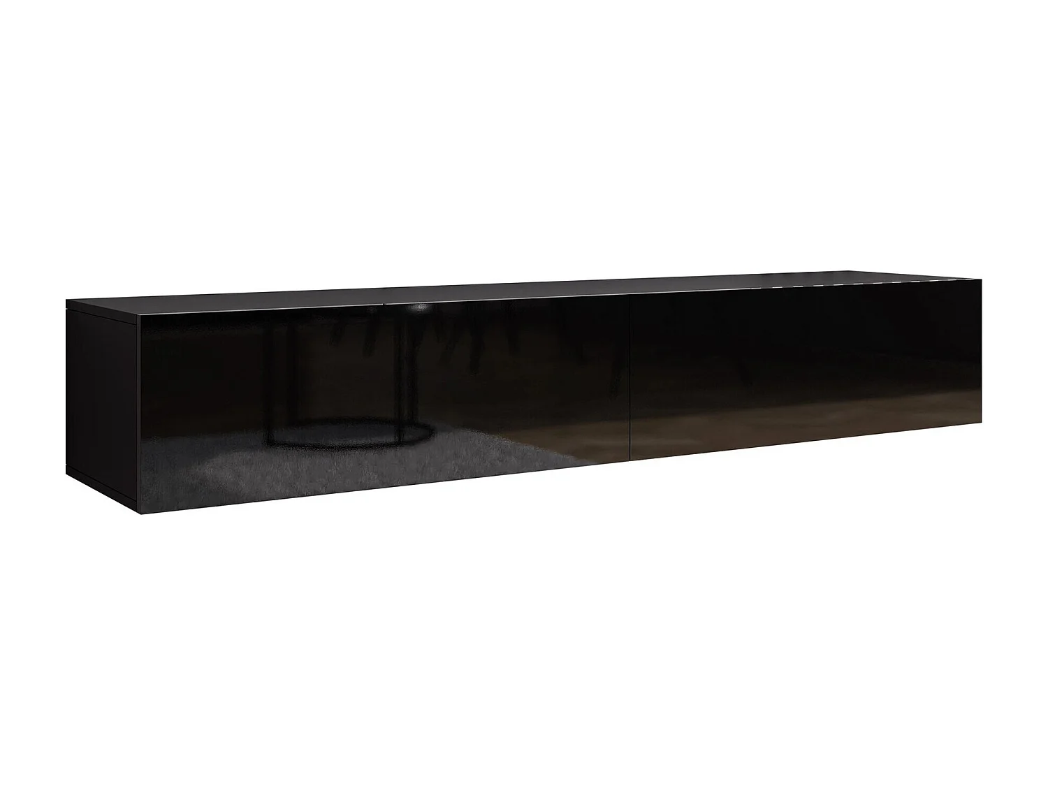 Mueble TV Charlotte A122, Negro brillante|Negro, Número de puertas: 2.00, 180x30x40cm