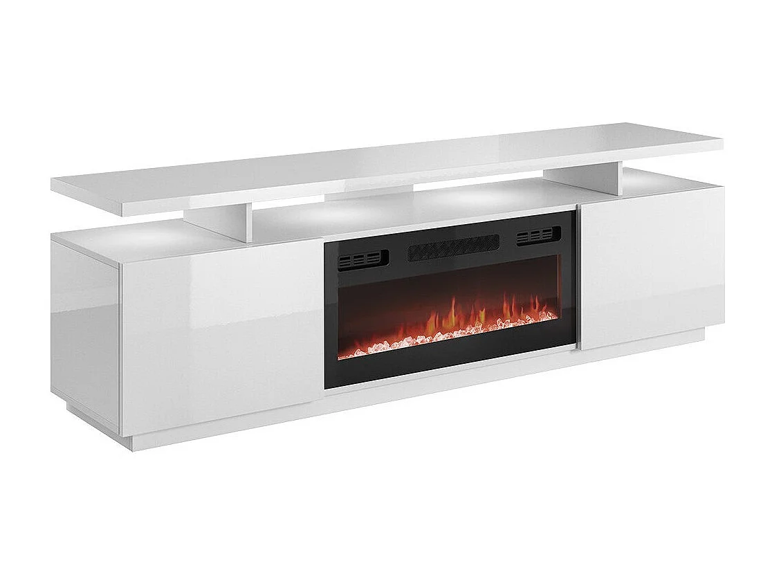 Mueble TV Charlotte 151, Negro|Blanco|Blanco brillante, Número de puertas: 2.00, 180x56cm
