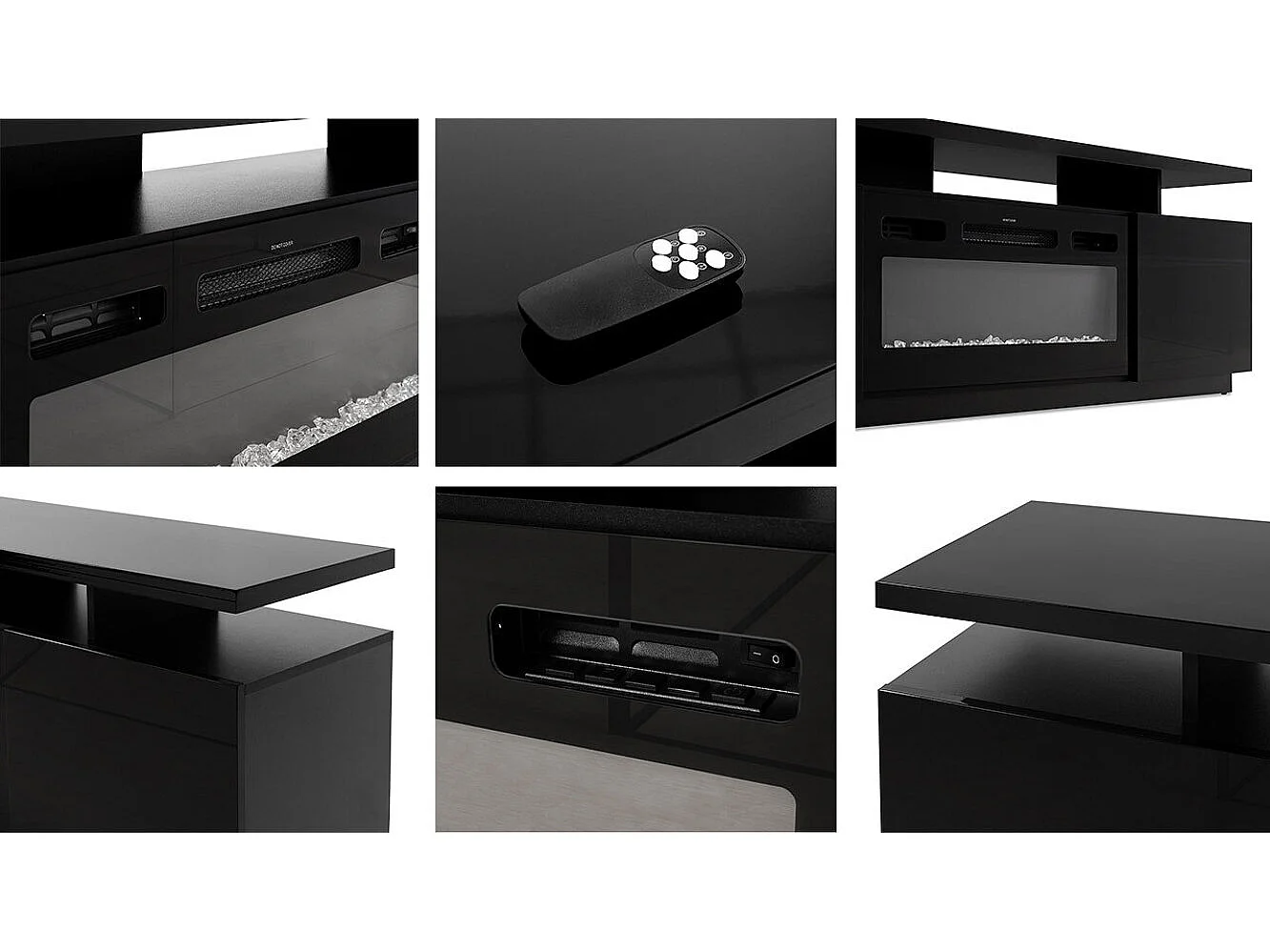 Mueble TV Charlotte 151, Negro|Blanco|Blanco brillante, Número de puertas: 2.00, 180x56cm