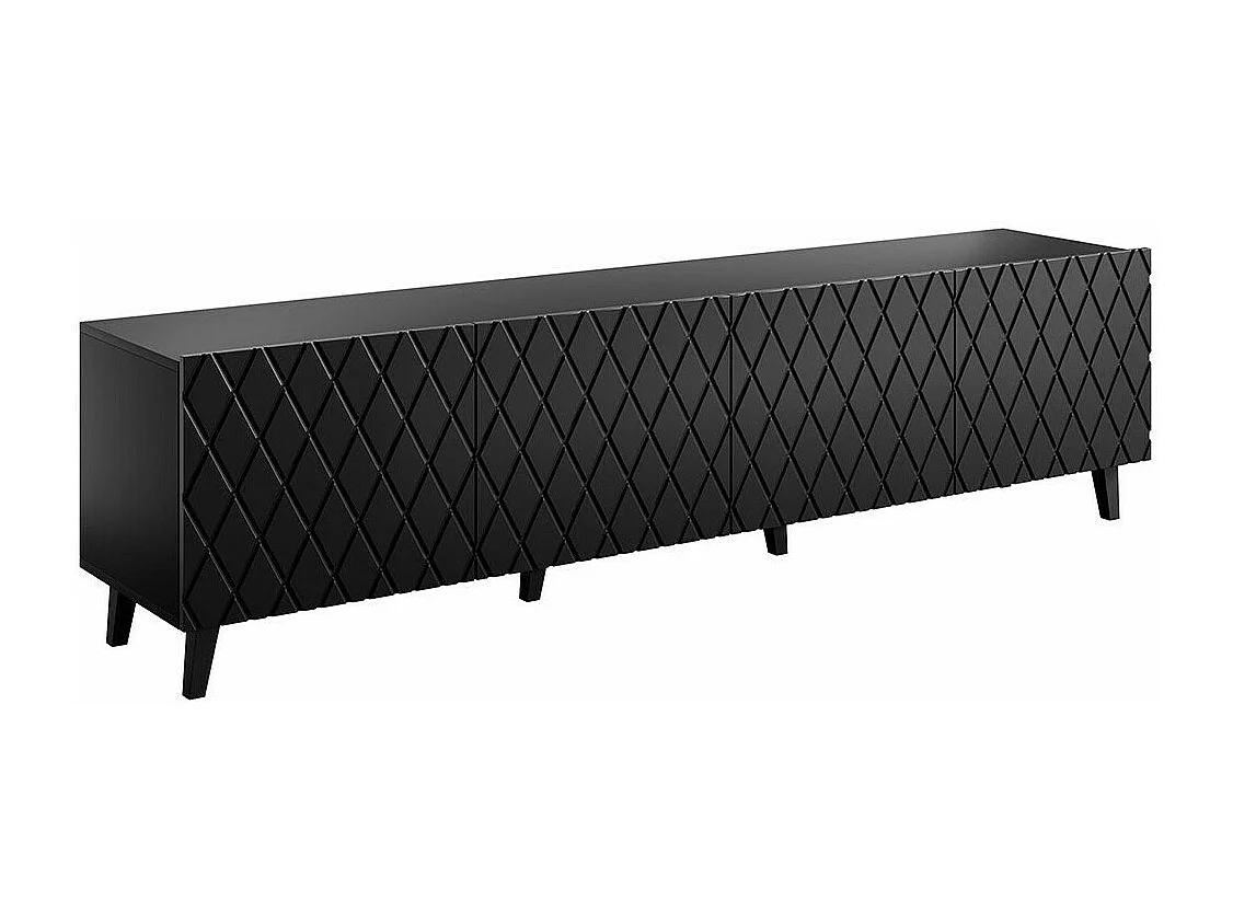 Mueble TV Charlotte 174, Negro, Número de puertas: 4.00, 200x52x42cm