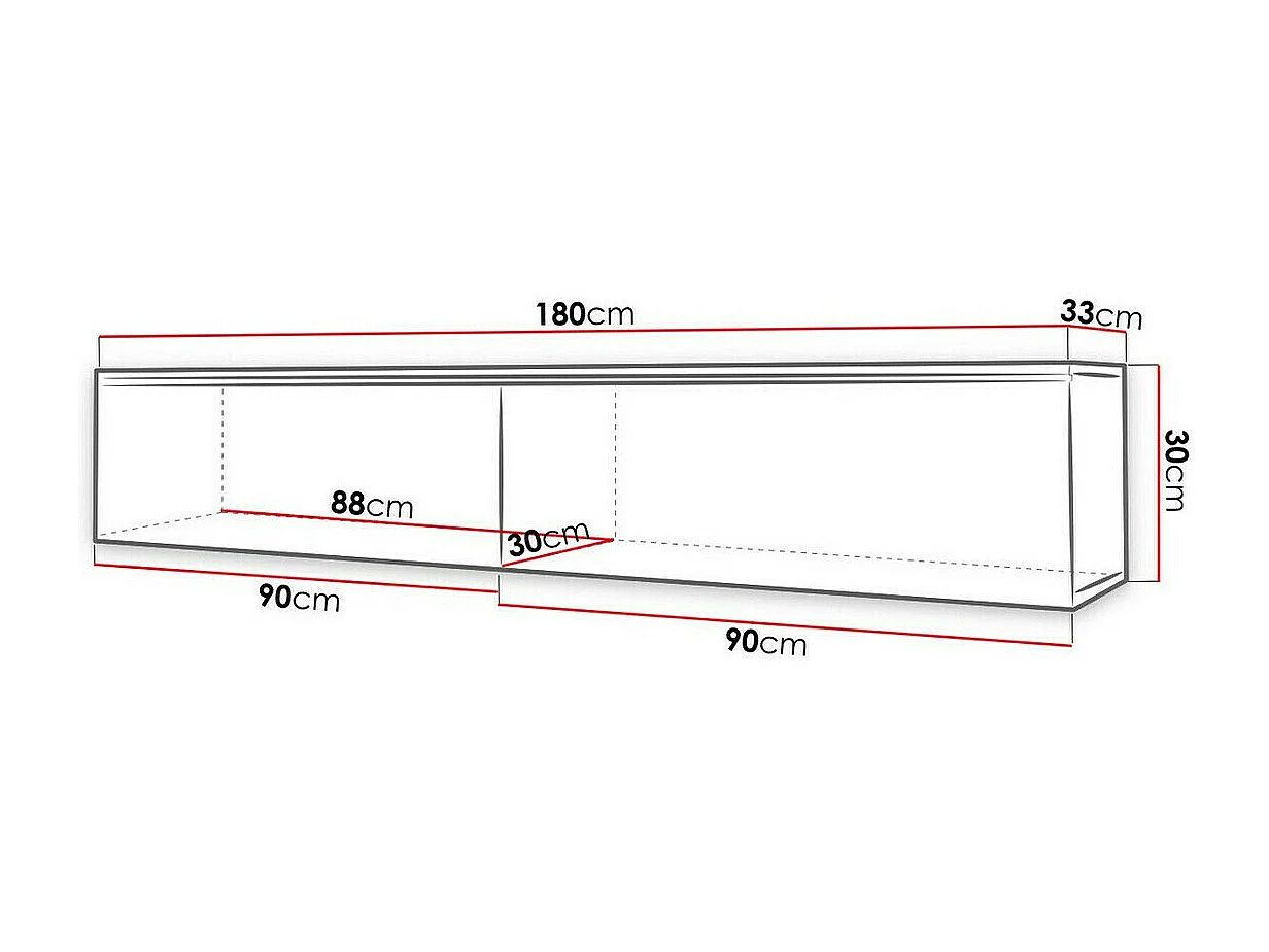 Mueble TV Sarasota 121, Blanco brillante|Wotan roble, Número de puertas: 2.00, 180x30cm