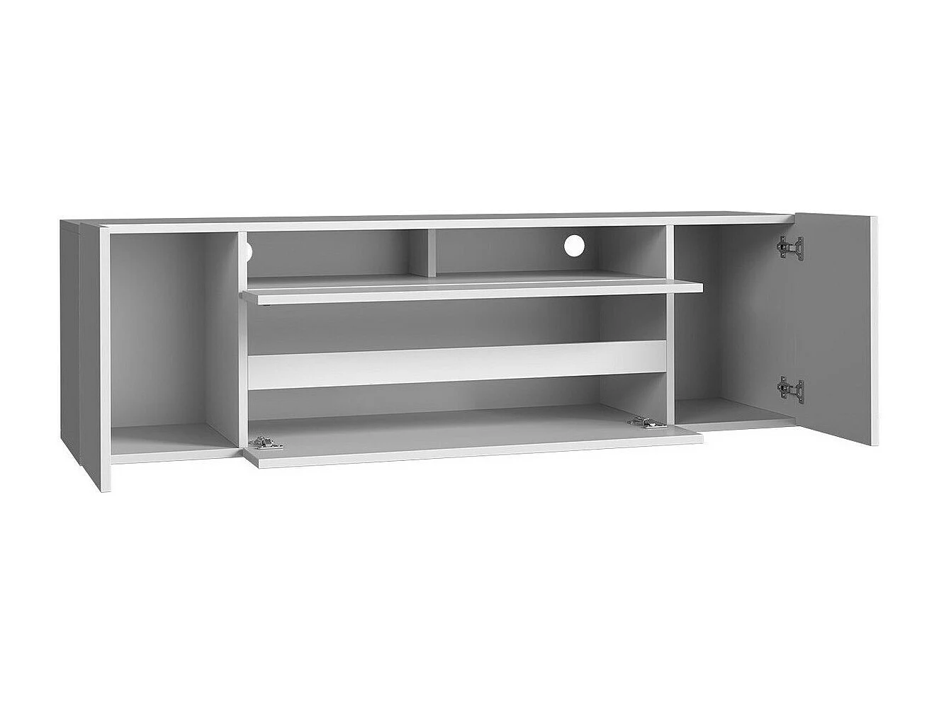 Mobile porta TV Nashville 114, Bianco lucido|Bianco, Il numero di porte: 4.00, 137x43cm