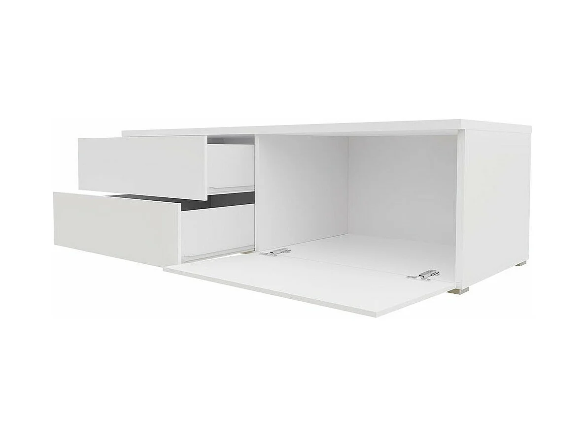 Meuble TV Nashville 129, Blanc|Gris brillant, Le nombre de portes: 2, 200x35x45cm