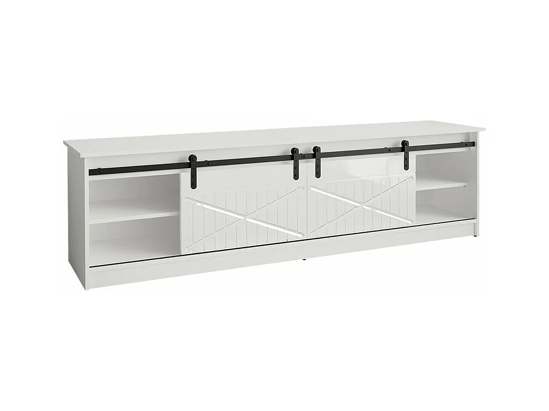 Mueble TV Charlotte 165, Negro|Negro brillante, Número de puertas: 2.00, 200x57x35cm