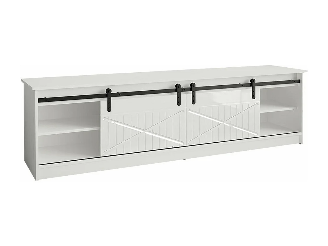 Mueble TV Charlotte 165, Negro|Negro brillante, Número de puertas: 2.00, 200x57x35cm