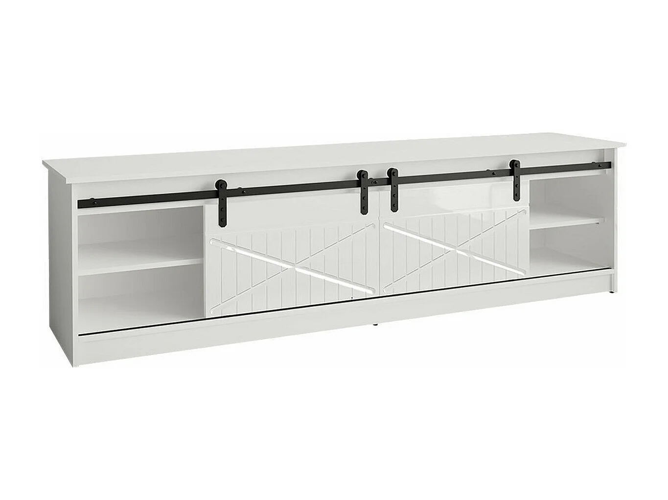 Mueble TV Charlotte 165, Negro|Negro brillante, Número de puertas: 2.00, 200x57x35cm