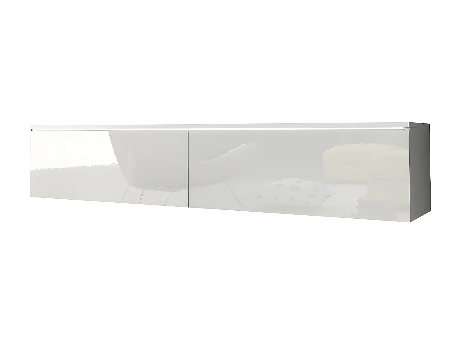 Mueble TV Sarasota 120, Blanco brillante|Blanco, Número de puertas: 2.00, 140x30x33cm