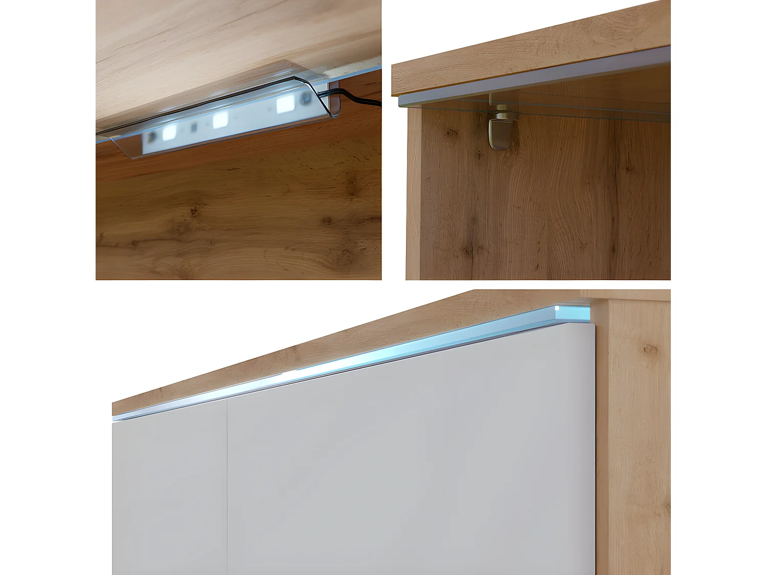 Mueble TV Sarasota 120, Blanco brillante|Blanco, Número de puertas: 2.00, 140x30x33cm