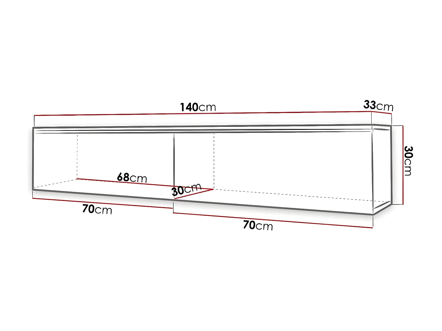 Mueble TV Sarasota 120, Blanco brillante|Blanco, Número de puertas: 2.00, 140x30x33cm