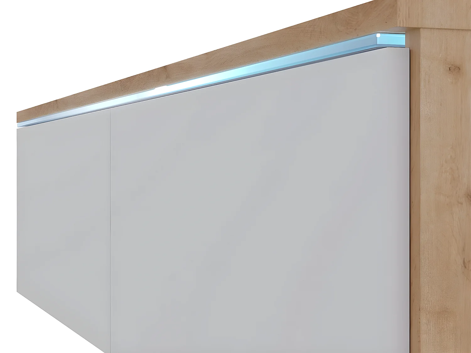 Meuble TV Sarasota 120, Blanc|Blanc brillant, Le nombre de portes: 2, 140x30x33cm