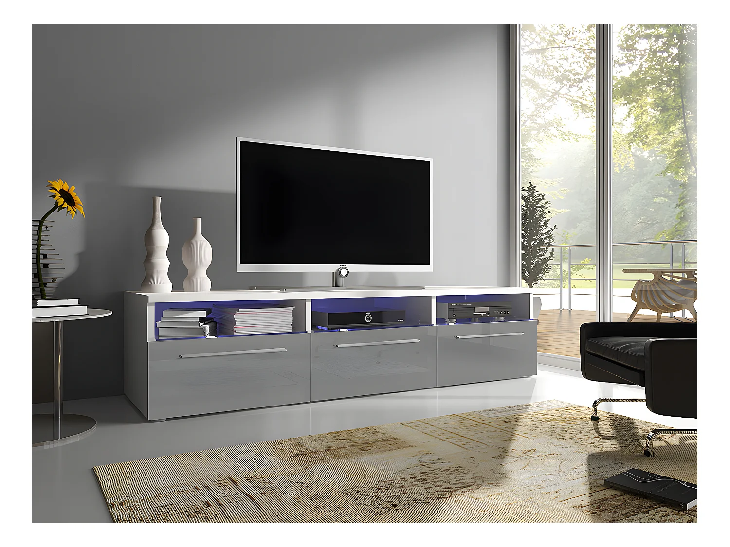 Mesa para TV Nashville 100, O número de portas: 3, 150x35x46cm