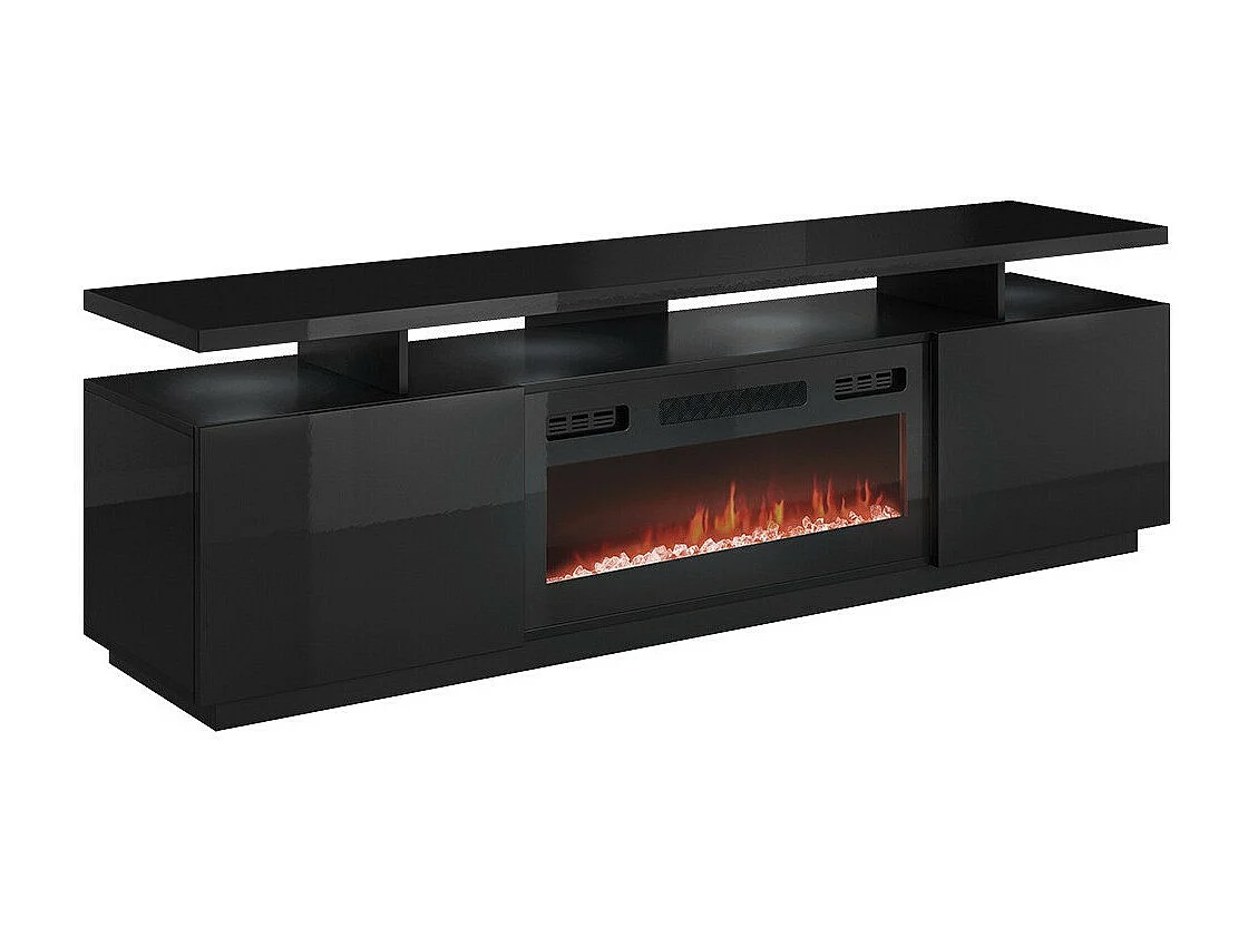 Mueble TV Charlotte 151, Negro brillante|Negro, Número de puertas: 2.00, 180x56x40cm