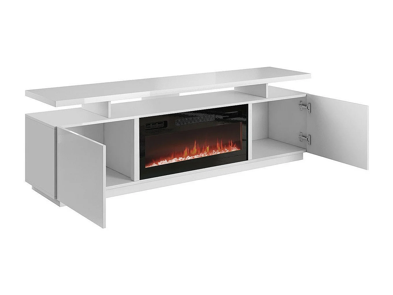 Mueble TV Charlotte 151, Negro brillante|Negro, Número de puertas: 2.00, 180x56x40cm