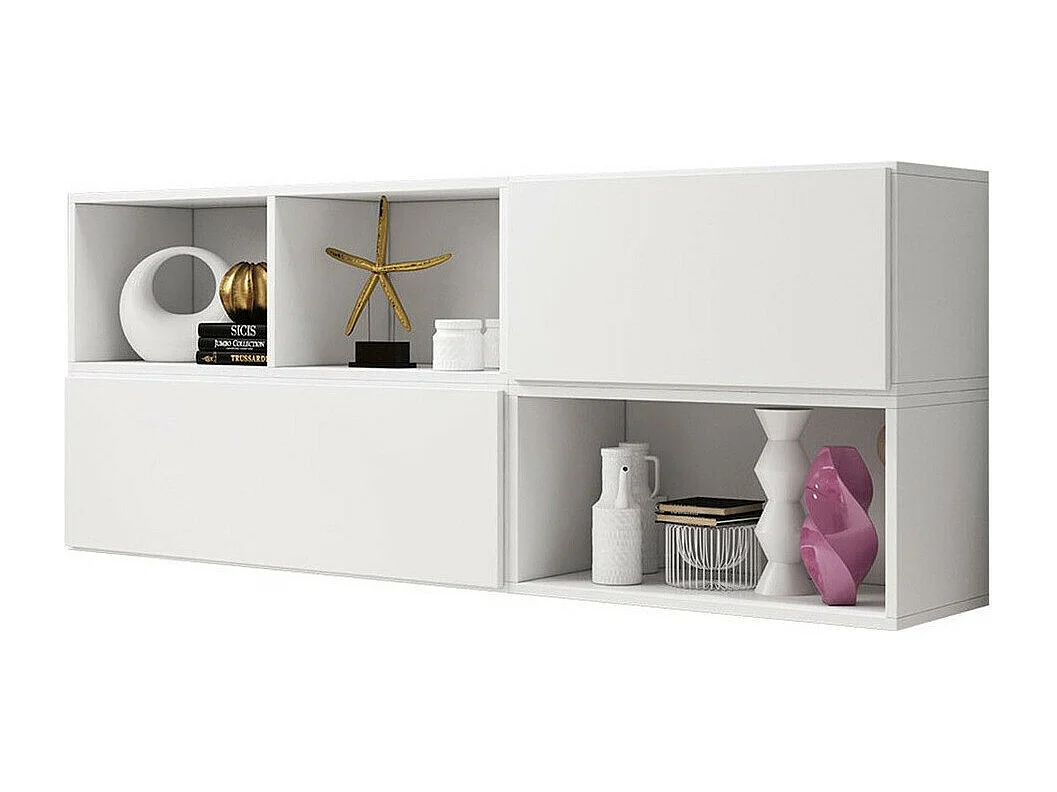 Mueble TV Charlotte C121, Blanco, Número de puertas: 2.00, 188x76x39cm