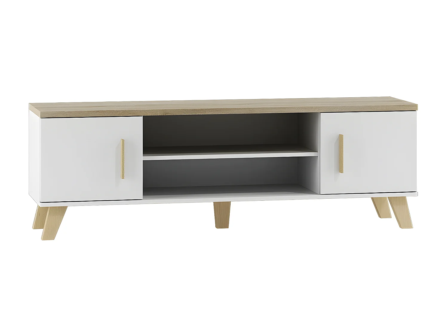 Meuble TV Larfloi 108, Sonoma chêne|Blanc, Le nombre de portes: 2, 160x53x40cm