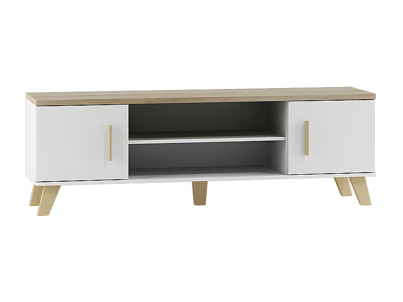 Meuble TV Larfloi 108, Sonoma chêne|Blanc, Le nombre de portes: 2, 160x53x40cm