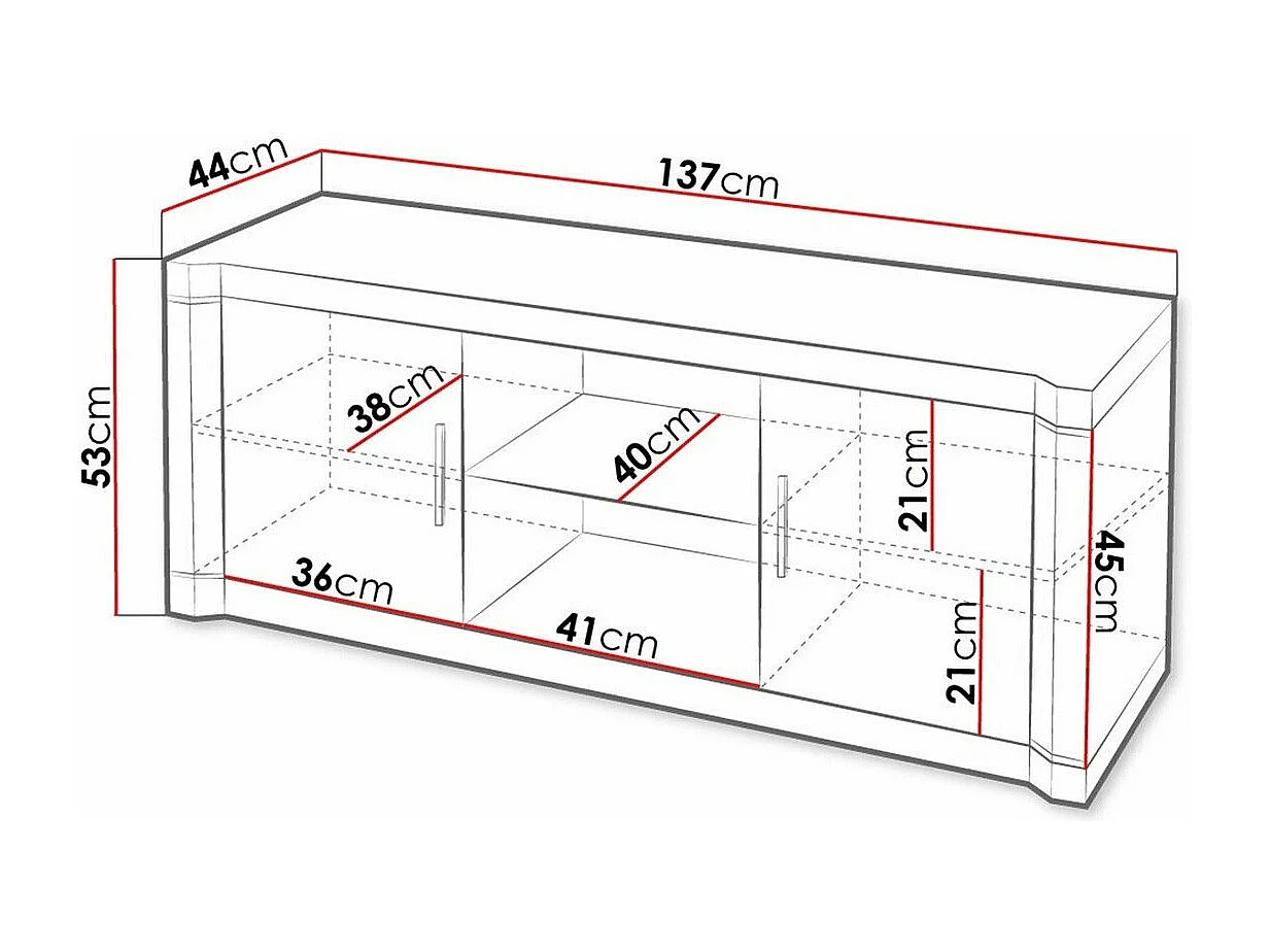 Mueble TV Stanton D111, Roble Sonoma, Número de puertas: 2.00, 137x53x44cm