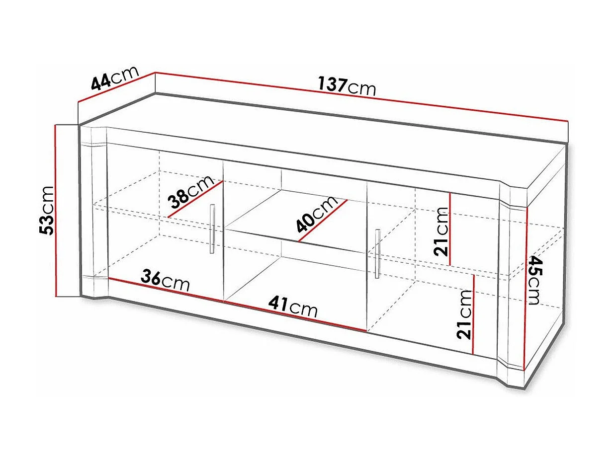 Mesa para TV Stanton D111, O número de portas: 2, 137x53x44cm