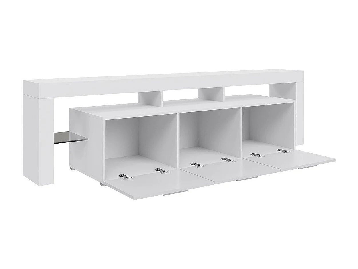 Mueble TV Nashville 103, Negro brillante|Blanco, Número de puertas: 3.00, 200x55x45cm