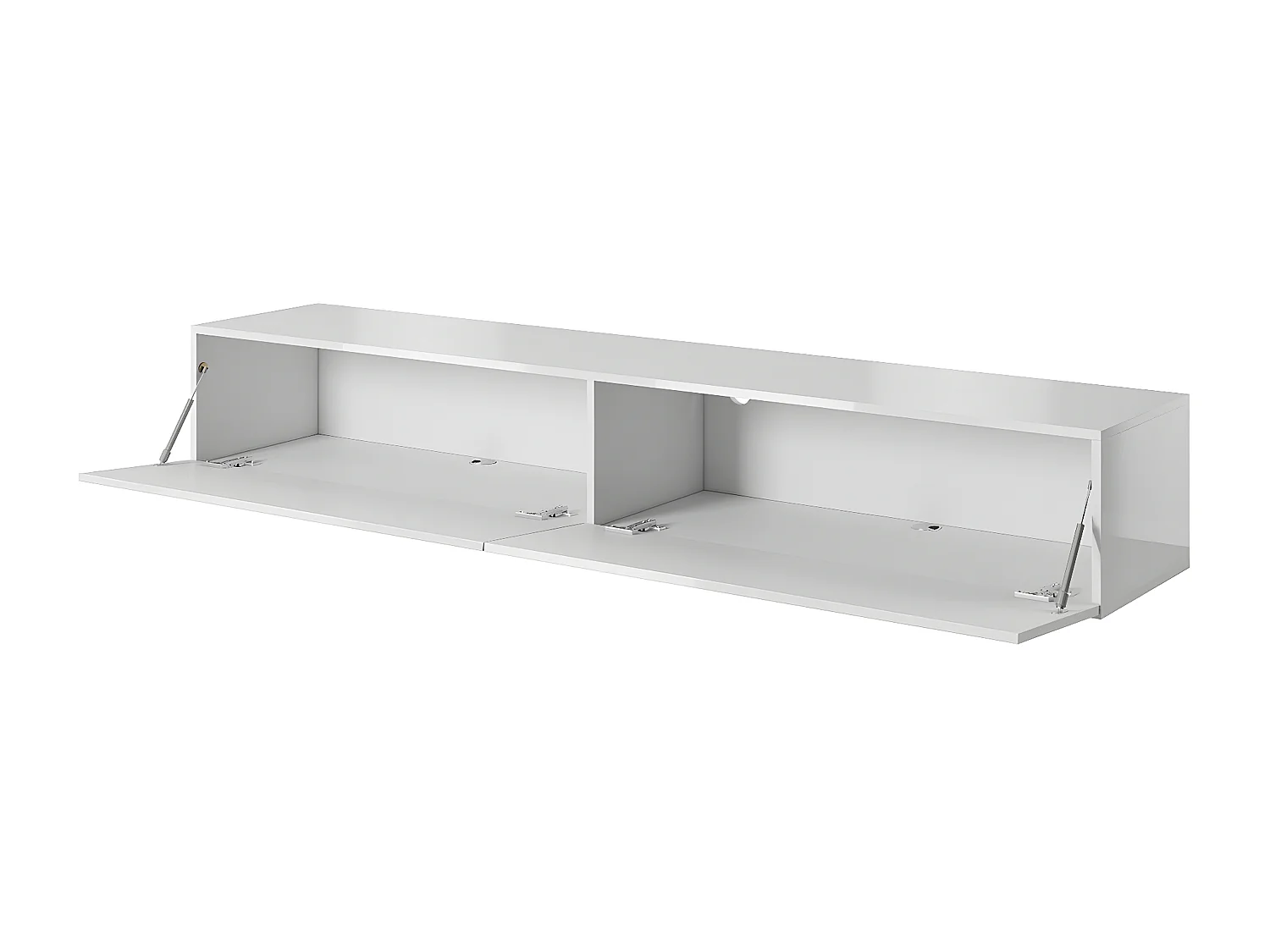 Meuble TV Charlotte 116, Blanc|Blanc brillant, Le nombre de portes: 2, 200x30x40cm