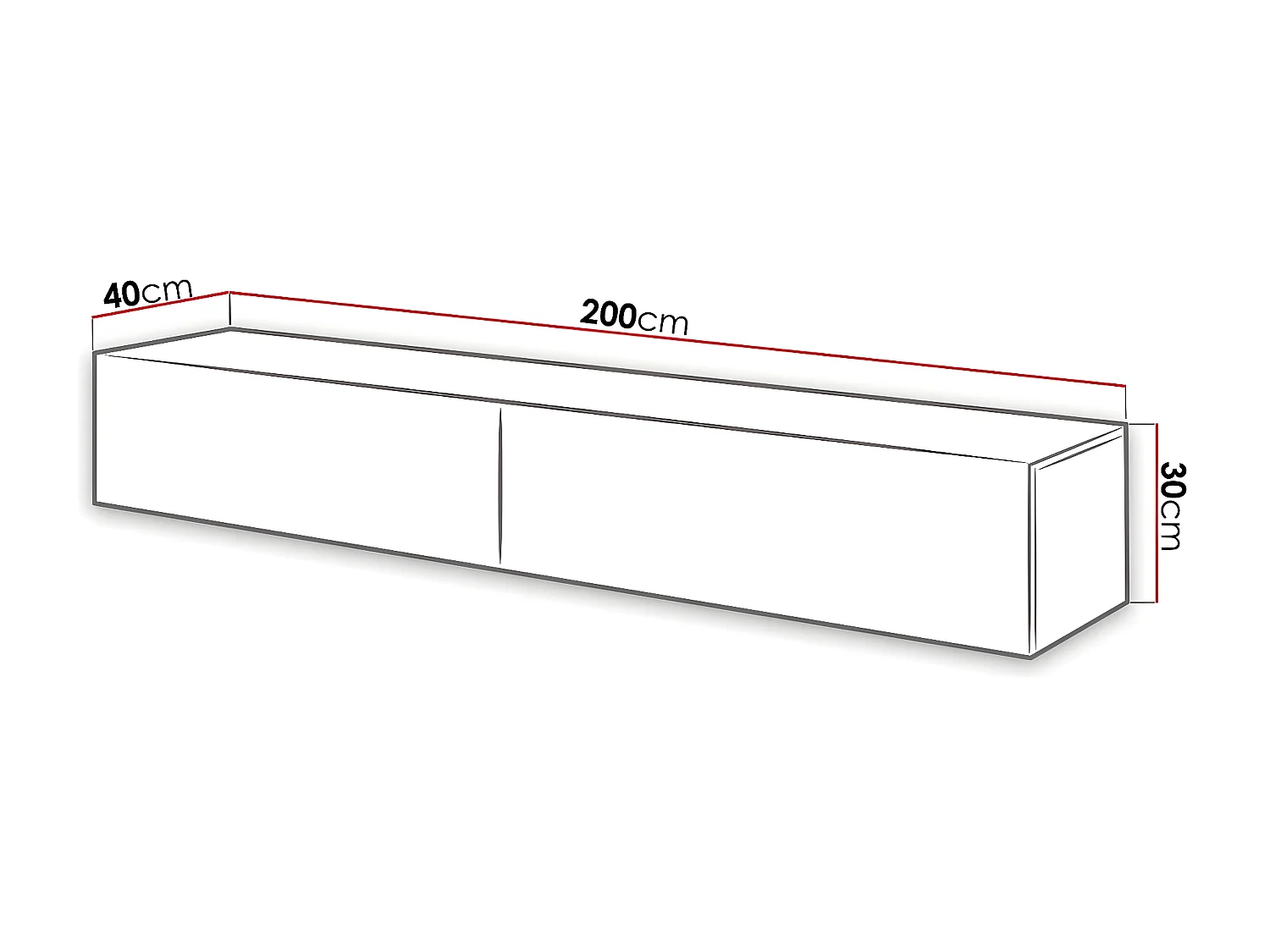 Meuble TV Charlotte 116, Blanc|Blanc brillant, Le nombre de portes: 2, 200x30x40cm
