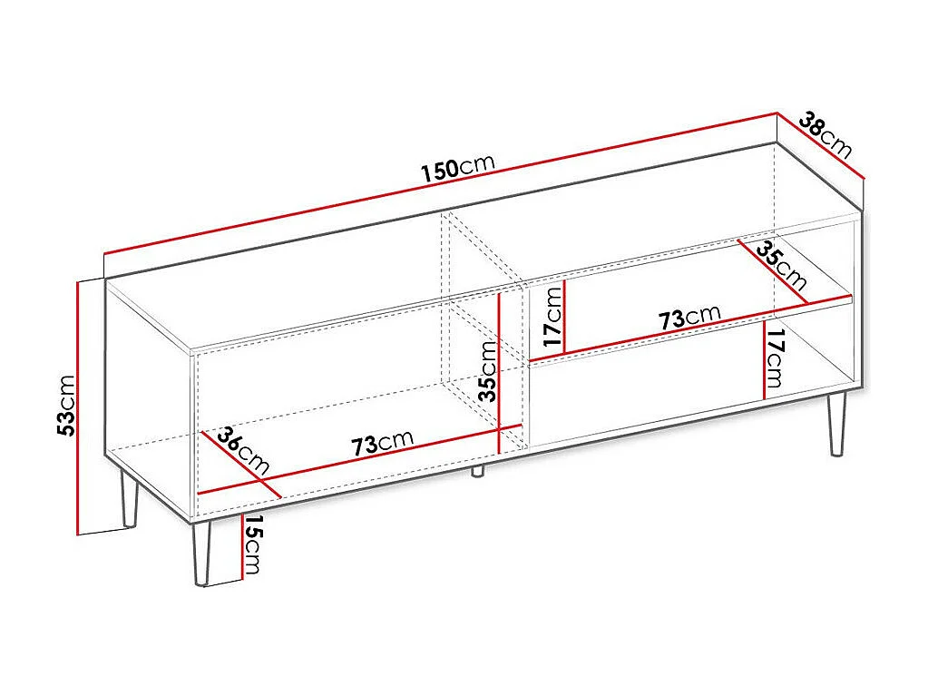 Mueble TV Comfivo H104, Blanco, 150x53x40cm