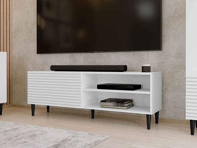 Mueble TV Comfivo H104, Blanco, 150x53x40cm