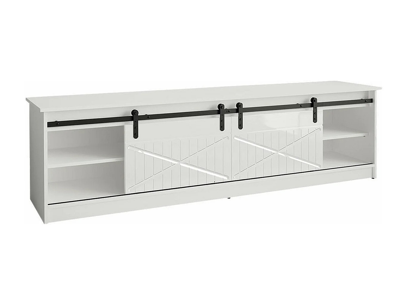 Mueble TV Charlotte 165, Negro|Wotan roble, Número de puertas: 2.00, 200x57x35cm