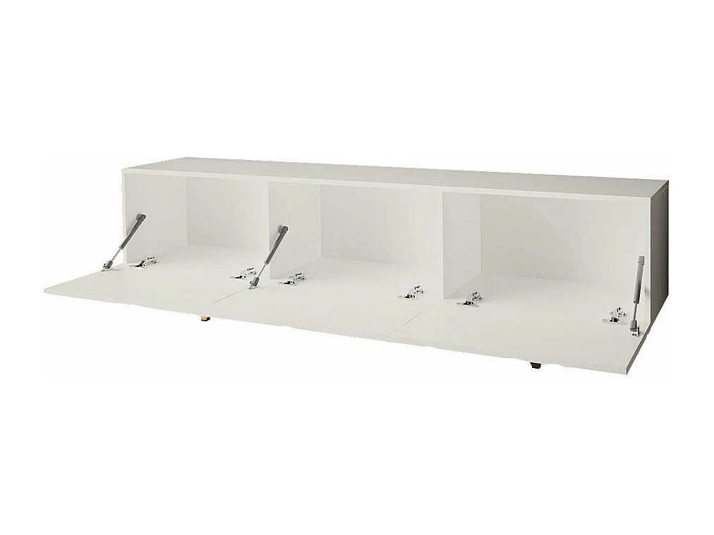 Meuble TV Mavmave 100, Blanc|Blanc brillant, Le nombre de portes: 3, 180x52x37cm