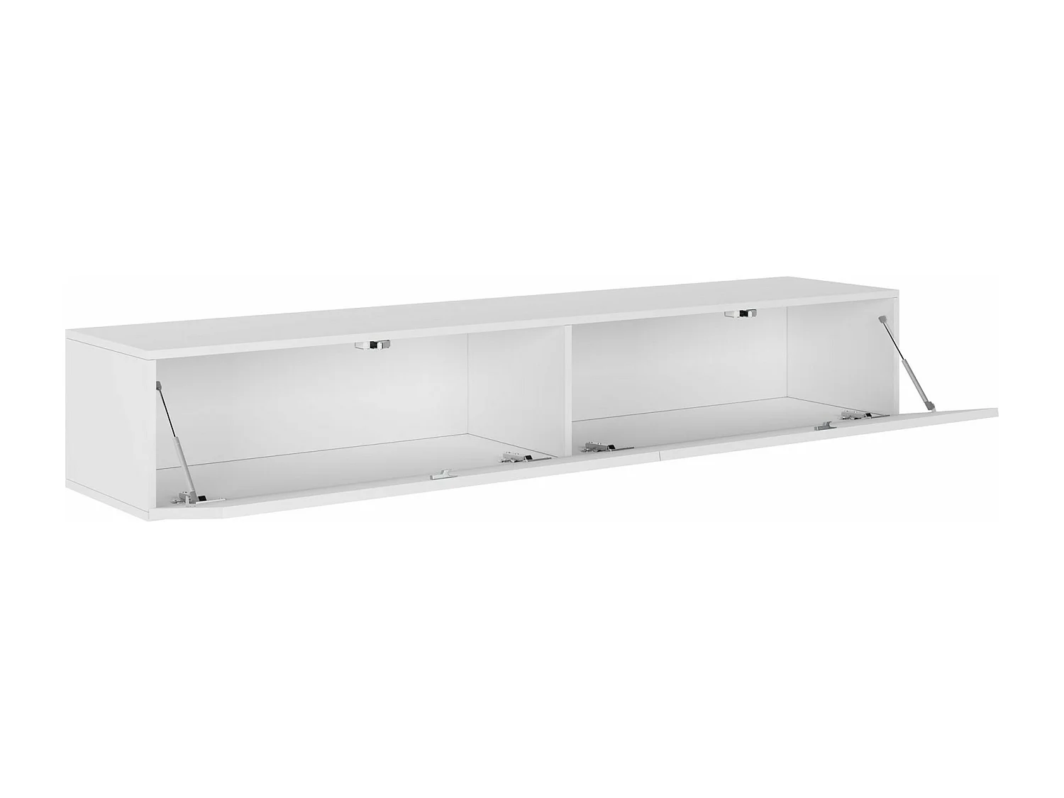 Meuble TV Venenou 123, Blanc brillant|Blanc, Le nombre de portes: 2, 180x30x40cm