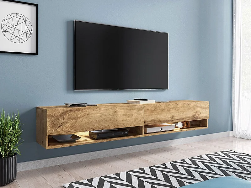 Mueble TV Sarasota 119, Wotan roble, Número de puertas: 2.00, 180x30x33cm