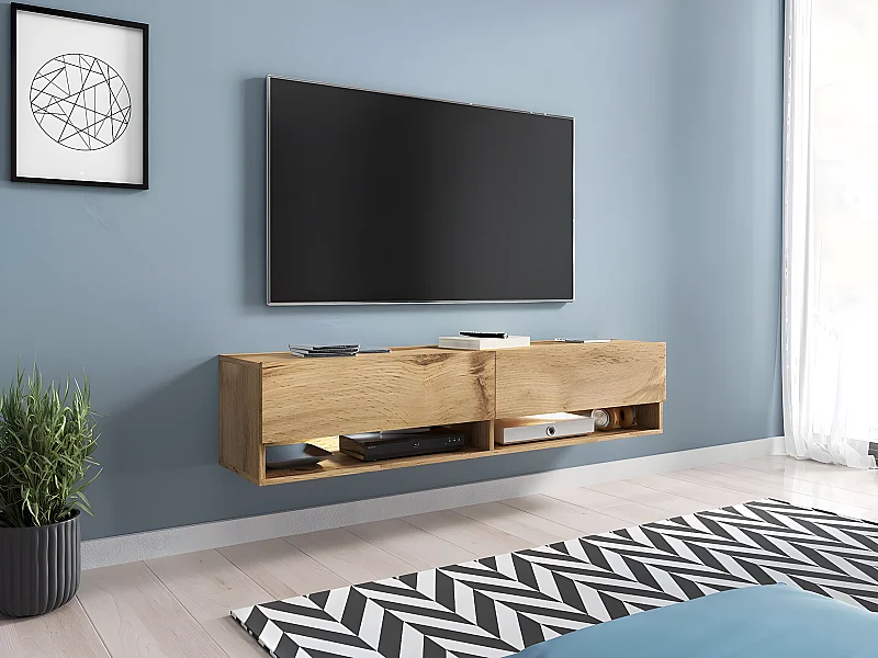 Mueble TV Sarasota 118, Wotan roble, Número de puertas: 2.00, 140x30x33cm