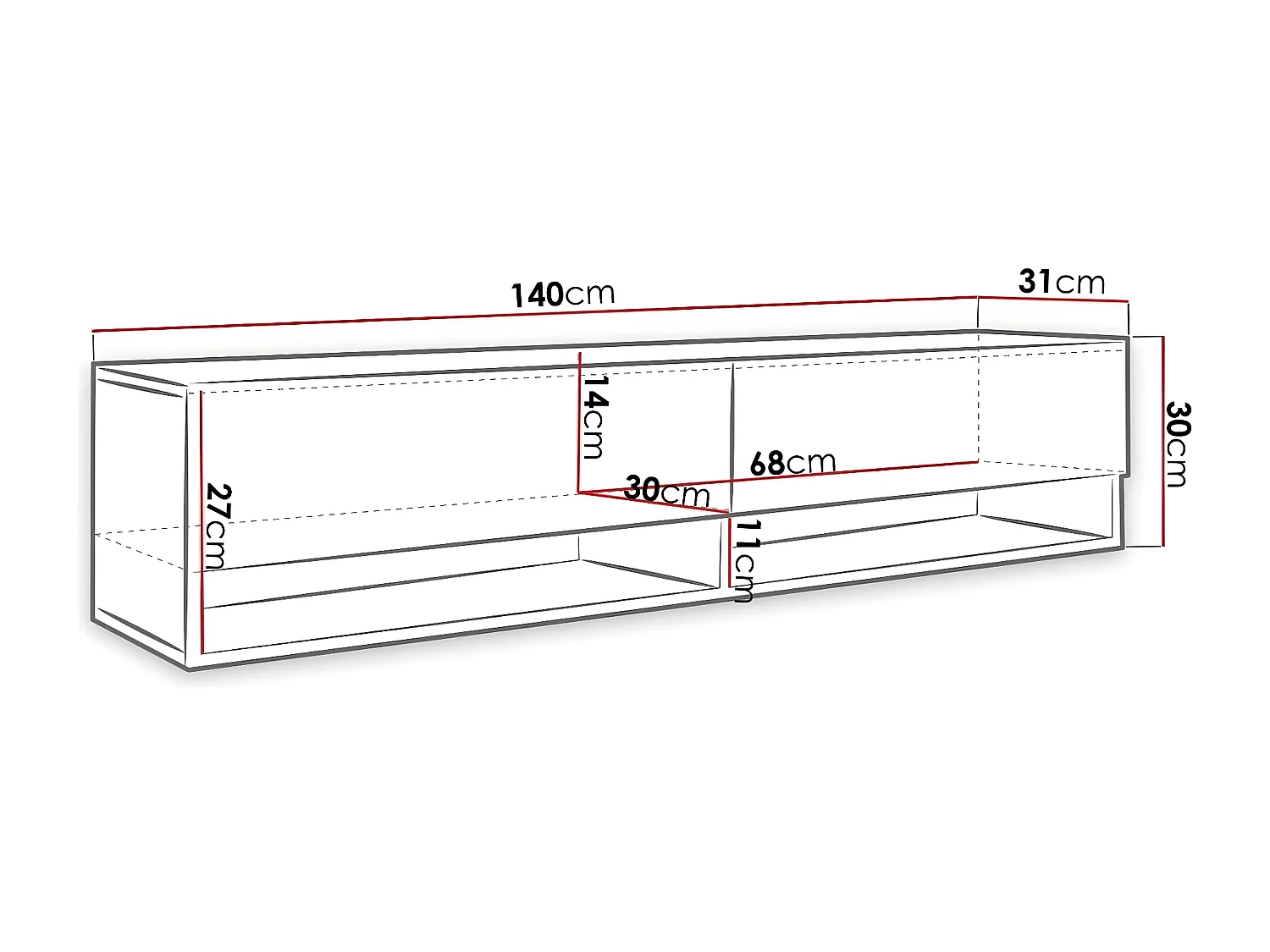 Mueble TV Sarasota 118, Wotan roble, Número de puertas: 2.00, 140x30x33cm