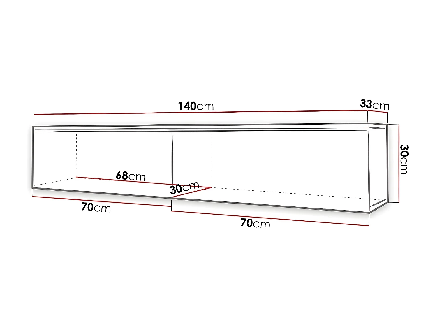 Mueble TV Sarasota 120, Hormigón, Número de puertas: 2.00, 140x30x33cm