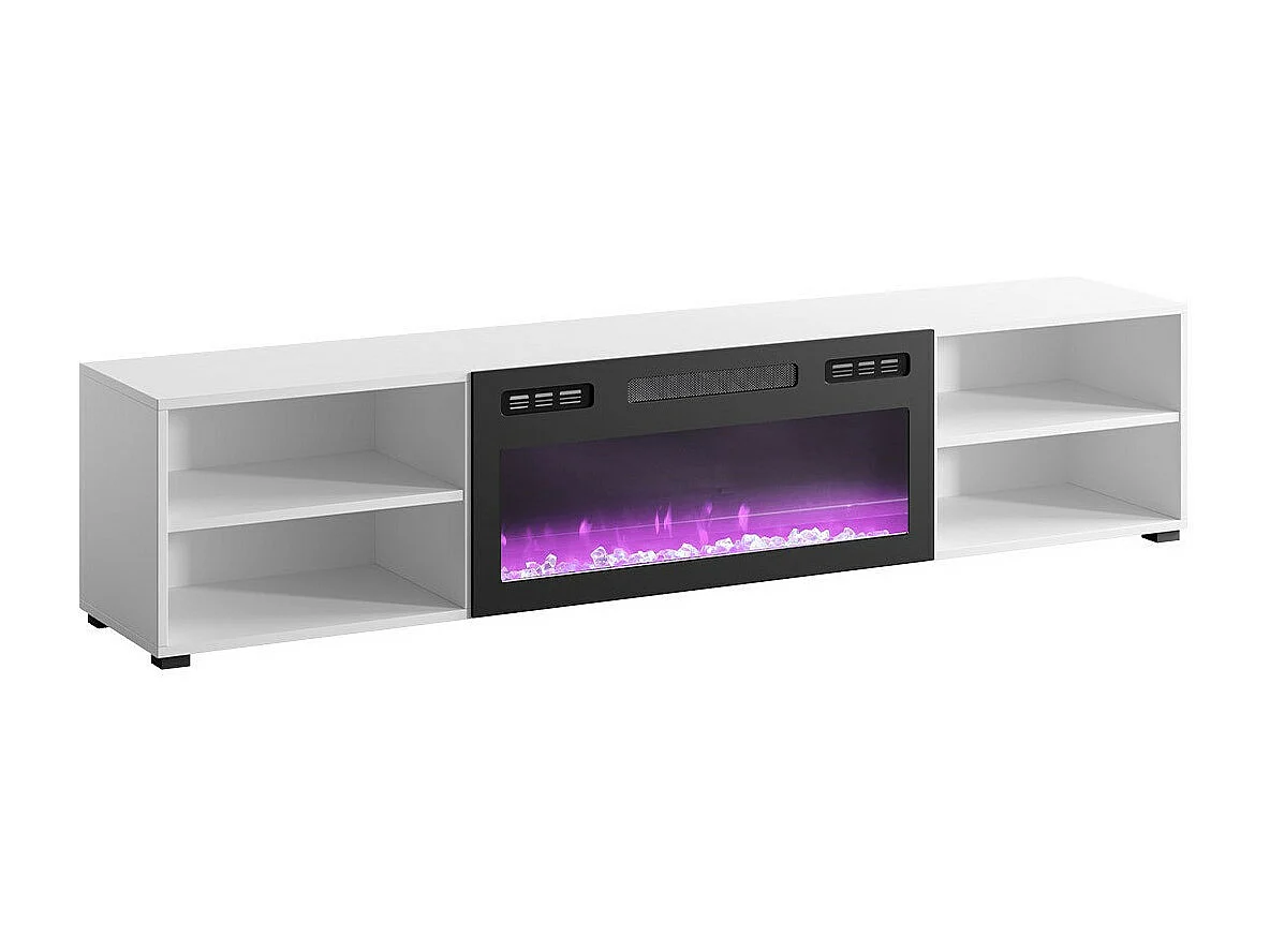 Meuble TV Charlotte 190, Noir|Blanc, 180x39x33cm